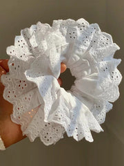 Hollow Pleated Solid Color Split-Joint Tiered Scrunchy Hair Accessories