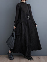 Adjustable Asymmetric Buttoned Pockets Solid Color A-line High-low Spaghetti-Neck Midi Dresses