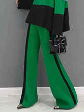 Contrast Color High Waisted Loose Trousers Pants