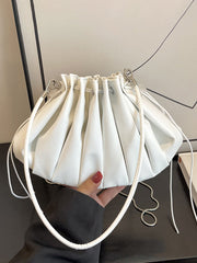 Chains Drawstring Shell Ruffled Zipper Crossbody Bags Accessories
