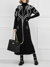 False Two Long Sleeves Print Half Turtleneck Midi Dresses Sweater Dresses