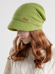 Flat Brim Solid Color Split-Joint Knitted Hats Hats