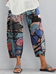 Figure Pockets Split-Joint Loose Plus Size Trousers Pants