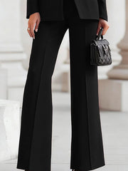 High Waisted Wide Leg Solid Color Pants Suits Bottoms