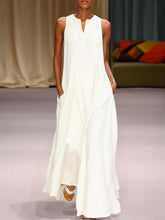 Solid Color Split-Joint Loose Sleeveless Round-Neck Maxi Dresses