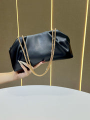 Chains Pleated Solid Color Zipper Shoulder Bags Evening Bags & Clutches