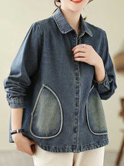 Buttoned Pockets Split-Joint Long Sleeves Loose Lapel Outerwear