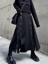 Solid Color Split-Joint Split-Side Zipper A-Line Irregularity Skirts Bottoms