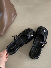 Round Cut Split-Joint Square-Toe Low Heels Flats Flat Shoes