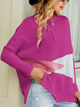 Contrast Color Batwing Sleeves Long Sleeves Round-Neck Sweater Tops Pullovers Knitwear