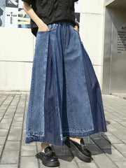 Elasticity Fringed Pleated Loose Wide Leg Jean Pants Bottoms