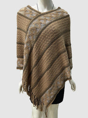 Asymmetric Tasseled Loose V-Neck Shawl&Cloak Cape
