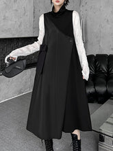 Asymmetric Buttoned Solid Color Split-Joint Irregularity Loose High Neck Midi Dresses