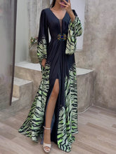 Mesh Split-front Flared Sleeves V-neck Maxi Dresses Evening Dresses