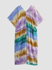 Printed Loose Raglan Sleeve V-neck Maxi Dresses