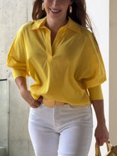 Solid Color Loose Puff Sleeves Lapel Blouses&Shirts Tops