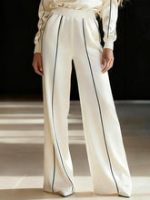 Contrast Color Line Split-Joint Elasticated Waist High Waisted Pants