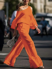 Loose Wide Leg Pockets Solid Color Pants Trousers