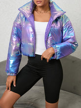 Long Sleeves Gradient Split-Joint Zipper High Neck Padded Coat