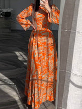 Flower Print Pleated Zipper A-Line High Waisted Mock Neck Maxi Dresses