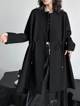 Drawstring Solid Color Long Sleeves Loose Square-Neck Trench Coats Outerwear