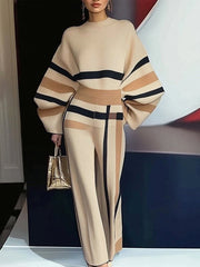 Striped Loose Wide Leg Trousers Casual Pants Bottoms