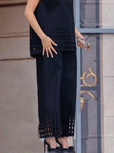 Hollow Solid Color Split-Joint High Waisted Wide Leg Trousers Pants