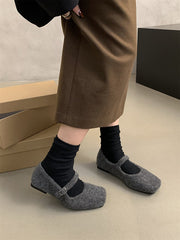 Hollow Shallow Cut Split-Joint Square-Toe Mary Janes Flat Shoes