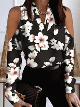 Original Creation Loose Long Sleeves Floral Printed Hollow V-Neck Blouses&Shirts Tops