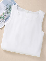 Double Layered Solid Color Tied Waist A-line Loose Round-neck Midi Dresses