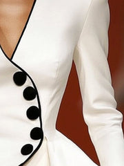 Buttoned Long Sleeves Deep V-Neck Outerwear Jackets