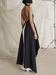 Original Sleeveless Irregularity Solid Color High-Neck T-Shirt Top&Pleated Skirt Bottom Two Pieces Set