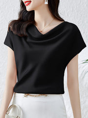 Solid Color Loose Short Sleeves One-Shoulder T-Shirts Tops