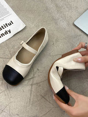 Leisure Contrast Color Split-Joint Flat Heel Loafer Shoes