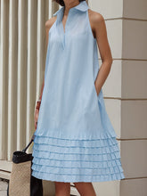 Pleated Pockets Split-Joint A-Line Loose Lapel Midi Dresses