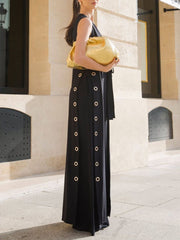 Hollow Solid Color Split-side Tied Loose Sleeveless Deep V-Neck Vest Outerwear
