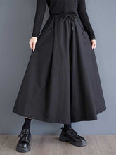 Drawstring Elasticity Pockets Solid Color A-Line High Waisted Pants Culotte