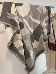 Contrast Color Fringed Keep Warm Printed Striped Shawl&Scarf