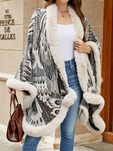 Jacquard Keep Warm Velvet Long Sleeves Loose Collarless Shawl Cape