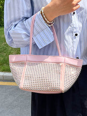 Rhine Stones Shiny Split-Joint Zipper Handbags Crossbody Bags