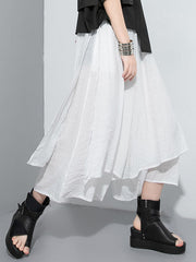Elasticity Solid Color Split-Joint Loose Wide Leg Ninth Pants