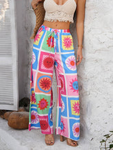 Contrast Color Drawstring Pockets High Waisted Loose Trousers Pants