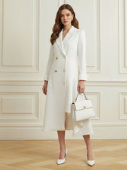 Asymmetric Buttoned Double-Breasted Solid Color Split-Joint Irregularity Long Sleeves Peaked Collar Mini Dresses Blazer