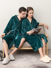 Comfortable Solid Bandage V-Neck Pajama Robe