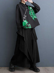 Buttoned Printed High-Low Long Sleeves Lapel Blouses&Shirts Tops