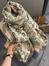 Fringed Keep Warm Knitted Flower Shawl&Scarf