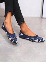 Breathable Contrast Color Pointed-Toe V-Cut Flats Flat Shoes