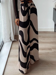 Stylish Loose High Waisted Printed Wide Leg Pants