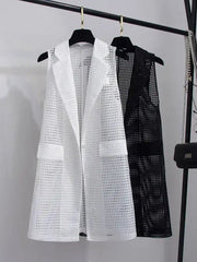 Original Simple Casual Solid Color Hollow Vest Outwear