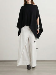 Asymmetric Solid Color Batwing Sleeves Loose One-Shoulder Blouses&Shirts Tops